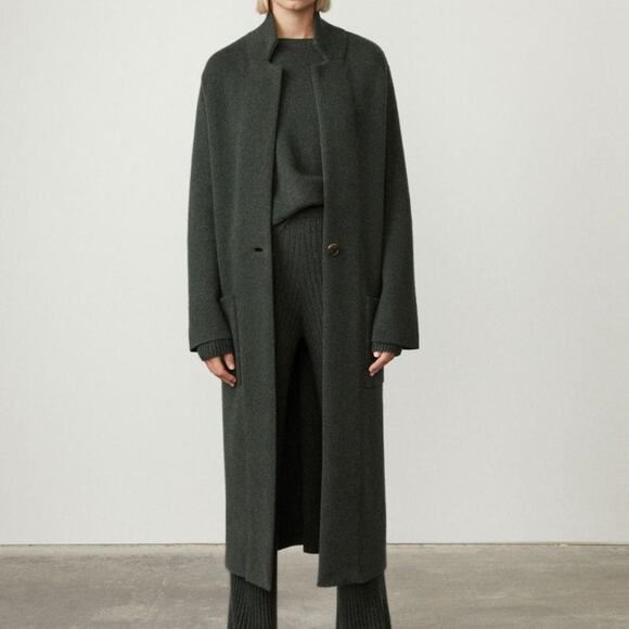 Lisa Yang The Amie Cashmere Coat Jacket Sweater Cardigan Sz 1 S-M Olive Coatigan - Picture 15 of 16